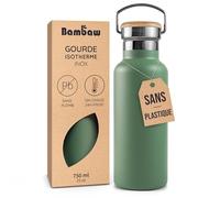 Bambaw Gourde Inox Isotherme 750 ml, Bouteille Isotherme 750 ml, Gourdes de Camping et Randonnée en Métal Léger, Durable et Résistante à la Rouille, Facile à Nettoyer & Transporter (Vert Sauge)