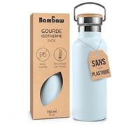 Bambaw Gourde Inox Sport 750 ml, Bouteilles Isothermes 750ml, Gourde Sans Plastique pour Boissons Chaudes ou Froides, Facile à Transporter au Travail ou à l’École Grâce à sa Poignée (Bleu Nordique)