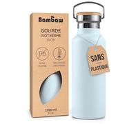 Bambaw Gourde Isotherme 1 Litre, Bouteille 1l Inox, Gourdes de Camping et Randonnée en Métal Léger & Étanche, Garde les Boissons Froides 24h & Chaudes 12h, Facile à Nettoyer (Bleu Nordique)