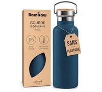 Bambaw Gourde Isotherme 1l, Gourde en Inox Tient le Chaud et Froid, Bouteille Isotherme 1l en Métal, Large Goulot Adapté aux Boules à Thé, Pour le Travail, l'École ou la Salle de Sport (Bleu Saphir)
