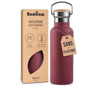 Bambaw Gourde Isotherme 500ml, Gourde Acier Inoxydable, Bouteille Isotherme 500ml Étanche, En Métal Durable & Résistant à la Rouille, Idéal pour le Travail, l'École ou la Salle de Sport (Rouge Cerise)