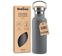Bambaw Gourde Isotherme Inox 750 ml, Bouteille Isotherme 750 ml, Gourde en Inox Réutilisable avec Poignée, Tient dans un Porte-Gobelet, Légère & Idéale pour le Travail ou le Sport (Gris Anthracite)