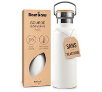 Bambaw Gourde Métal 500ml, Bouteille Isotherme 500ml, Gourde Isotherme Velo en Acier Inox Haut de Gamme, Pour Boissons Chaudes ou Froides, Étanche, Élégante & Idéale pour le Sport (Blanc Polaire)
