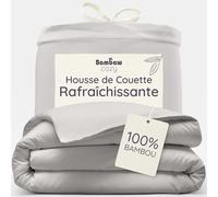Bambaw Housse Couette Bambou 135x200 cm, Housse de Couette Rafraichissante et Respirante, Linge de Lit en Bambou, Drap Anti Acarien et Hypoallergénique, Drap Fraicheur pour 1 Personne (Gris)