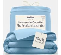 Bambaw Housse de Couette Bambou 155x220 cm, Draps Rafraichissant, Draps Bambou Anti Acariens, Housse de Couette Douce, Hypoallergénique et Respirante, pour 1 Personne (Bleu Clair)
