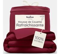 Bambaw Housse de Couette Bambou 155x220 cm, Housse de Couette Anti Acarien et Hypoallergénique, Draps en Bambou Durables, Drap Rafraichissant pour 1 Personne (Bordeaux)