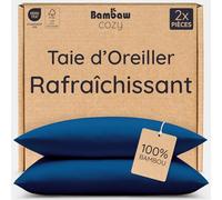 Bambaw Taie d'oreiller 40x60 Bambou, Lot de 2, Taie Oreiller en Bambou Antiallergique, Douce pour Les Cheveux et Le Visage, Draps Rafraichissant, Anti Acarien et Anti-Transpiration (Bleu Marine)
