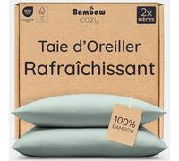 Bambaw Taie d'oreiller en Bambou 65x65 cm, Lot de 2, Taie Oreiller Anti Acariens et Respirante, Drap en Bambou, Bon pour Les Cheveux et Le Visage, Drap Fraicheur Hypoallergénique (Vert d'eau)