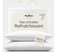 Bambaw Taie d'Oreiller en Bambou 80x80 cm, Lot de 2, Taie d'Oreiller Anti Acné, Drap Bambou Rafraichissant, Bon pour les Cheveux et le Visage, Anti Acariens Literie, Drap Fraicheur (Blanc)