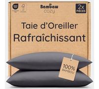Bambaw Taie Oreiller 40x60 Bambou, Lot de 2, Linge de Lit Anti Acarien et Anti-Allergique, Bon pour Les Cheveux et Le Visage, Taie d’Oreiller Bambou, Drap Anti Acarien (Anthracite)
