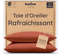 Bambaw Taie Oreiller 50 x 70 Bambou, Lot de 2, Taie Oreiller Rafraîchissante, Bénéfique pour Les Cheveux et la Peau, Drap en Bambou Refroidissant et Durable, Drap Fraicheur Été (Terracotta)