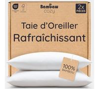 Bambaw Taie Oreiller Bambou 40x60 cm, Lot de 2, Taie Oreiller Rafraichissante, Drap Bambou Anti Acarien, Drap Rafraichissant et Hypoallergenique, Bon pour Les Cheveux et Le Visage (Blanc)