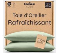 Bambaw Taie Oreiller Bambou 65x65 cm, Lot de 2, Taie d'oreiller Rectangulaire Hypoallergénique, Drap en Bambou, Anti Acariens Literie, Drap Refroidissant et Thermorégulateur (Vert Sauge)