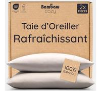 Bambaw Taie Oreiller Bambou 65x65 cm, Lot de 2, Taie Oreiller Rafraîchissante et Hypoallergénique, Drap en Bambou, Anti Acariens Literie, Drap Refroidissant et Thermorégulateur (Sable)
