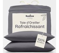 Bambaw Taies Oreillers 65 x 65 Bambou, Lot de 2, Taie Oreiller Rafraîchissante et Antiacarien, Draps Bambou Durables, Drap Rafraichissant Été, Idéal pour Les Sueurs Nocturnes (Anthracite)