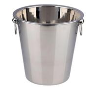 Bambelaa! Seau À Champagne En Acier Inoxydable Brillant/Mat Avec Poignées En Anneau, Refroidisseur De Bouteille, Seau À Vin, Seau À Glace, Seau À Boissons, Diamètre D'Environ 22 Cm, Couleur Argenté