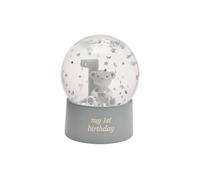 Bambino Boule à neige pour bébé garçon avec figurine d'ours et base « My 1st Birthday » Bleu