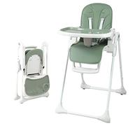 Bambisol Chaise Haute Bébé Evolutive Ultra Compacte | Réglable 6 Hauteurs, Pliage Compact | Vert Tilleul