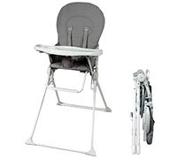 Bambisol Chaise haute bébé fixe – étagère réglable en profondeur – grise