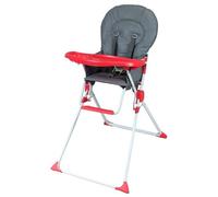 BAMBISOL chaise haute fixe Gris et rouge - siège en PVC - étagère amovible et réglable