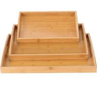 Bamboe Dienbladen Set - Groot, Medium en Klein - Ottomaanse Keukenaccessoires - Für Kaffee, Tee, Frühstück, Abendessen - Küchen- und Restaurant-Einrichtung Buchhalter