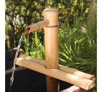 Bamboo Accents Kit de Fontaine de Jardin Zen - Bec Réglable Finition Mate Lisse - 220V Pompe Submersible - Fontaine à Eau Intérieure et Extérieure, Contenant Non Inclus (30 cm Demi-Ronds Réglables)