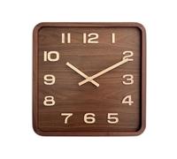 Bamboo Sea Horloge Murale Horloge Murale carrée en Bois Massif, Horloge Vintage en Noyer, siège Simple, Horloge de Salon(S)