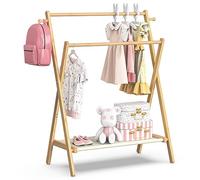 BAMBOOHOMIE Portant à vêtements pour enfants, portant à déguisements pour enfants avec étagère et double barres, portant pliable pour vêtements d'enfants, animaux de compagnie, chambre de bébé