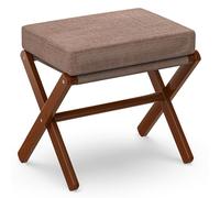 BAMBOOHOMIE Repose-pieds pliable moderne avec pieds en X en bambou et coussin en mousse épaisse, repose-pieds pliable rembourré pour chambre à coucher, salon, repose-pieds pour chaise et canapé