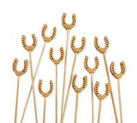 BambooMN Lot de 100 pics à sandwich décoratifs en bambou avec extrémité en fer à cheval pour événements avec traiteur, vacances, restaurants ou buffets 9,9 cm