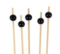 BambooMN Lot de 100 pics à sandwich décoratifs en forme de boule pour événements traiteur, vacances, restaurants ou buffets - 11,9 cm - Noir