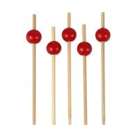 Bamboomn Marque - 100 pcs décoratifs Boule Bambou Picks - Grande variété de couleurs 4.7" Inch (12cm) Red