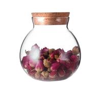 Bamboopack Bocal rond en verre transparent avec bouchon en liège pour thé, café, bonbons, biscuits, chocolat, aliments secs, cuisine, garde-manger, 500 ml