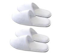 Bamboopack Lot de 2 paires de pantoufles jetables pliables à bout fermé - Blanches - Pour le salon, le spa, les fêtes, les hôtels - Conviennent à la plupart des gens