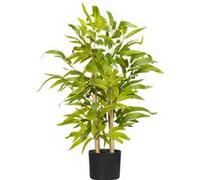 HOMCOM Bambou artificiel plantes artificielles hauteur 60 cm - tronc branches lichen feuilles grand réalisme pot inclus vert