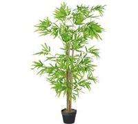Bambou Artificiel Hauteur 1,5 m 644 Feuilles denses réalistes Pot Inclus Noir avec Lichen Vert