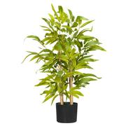 HOMCOM Bambou artificiel plantes artificielles hauteur 60 cm - tronc branches lichen feuilles grand réalisme pot inclus vert