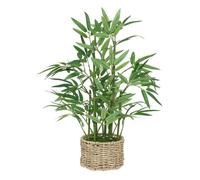 Atmosphera - Plante artificielle Bambou Ly - H 46 cm - Cache-pot paille - Sans entretien - Naturel