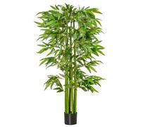 HOMCOM Bambou Artificiel XL 1,60H m 975 Feuilles denses réalistes Pot Inclus Noir Vert