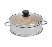 Bambou Cuiseur Vapeur Couvercle et Acier Inoxydable | Petits Pains et Raviolis, Chauffage Uniforme, Réutilisable, Argenté, Accessoires Cuisine