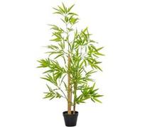 Outsunny Bambous artificiels – Lot de 2 1,2 m, 369 feuilles, pot inclus, plastique noir/vert