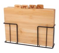 VILDE Lot de 4 Planches à Découper en Bambou avec Support en Métal | 28 x 20 cm | pour les Légumes, la Volaille, la Viande et le Poisson | Large Gamme D'applications