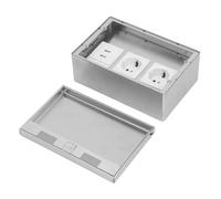 Bamjour Boîte de Sortie Encastrée au Sol - Kit de Prise Plate étanche en Acier Inoxydable avec 2 Prises Standard et 2 Ports USB - 4 KW pour Usage Commercial et Résidentiel