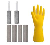 Bamyli 6 Pièces Pierre Ponce De Nettoyage avec Manche Long, Pierre Abrasive Réutilisable Écologique sans Produit Chimique, pour Toilette, Salle De Bain, Cuisine, Barbecue, Plancha Et Piscine