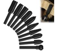 Bamyli Lot de 10 fraises à bois pour perceuse, fraise à métal, fraises en carbure de tungstène, embouts de ponçage, tige de 6 mm, fraise à bille, fraise rotative pour bois