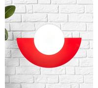 bamyum Applique Murale Intérieure et Exterieur, Luminaire Chambre Moderne avec Boule de Verre Blanc, Cuisine, Salle de Bain, Couloir, Lampe Murale en Metal, Applique Murale Rouge