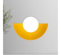 bamyum Applique Murale Intérieure et Exterieur, Luminaire Chambre Moderne avec Boule de Verre Blanc, Cuisine, Salle de Bain, Couloir, Lampe Murale en Metal, Applique Murale Jaune Foncé