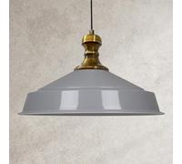 bamyum Asletl-Knob Lampe à Suspendre Industrielle, Abat-Jour de 41 cm, Lampes de Cuisine Modernes en Métal, Lampe à Suspendre E27 pour le Salon et la Salle à Manger, Lampe à Suspendre Gris