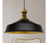 Bamyum Asletl-Knob Lampe industrielle, abat-jour de 41 cm, lampes de cuisine modernes en métal, suspendre E27 pour le salon et la salle à manger, Noir