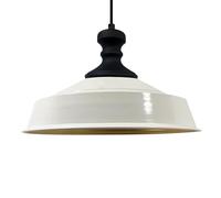 bamyum Asletl-Knob Lampe suspendue industrielle 41 cm Abat-jour moderne en métal pour cuisine îlot E27 Lampe suspendue pour salon et salle à manger Blanc